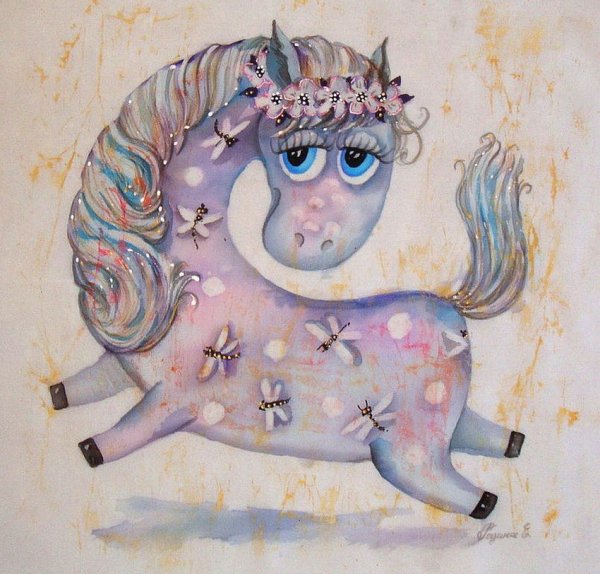 Наивная живопись конь