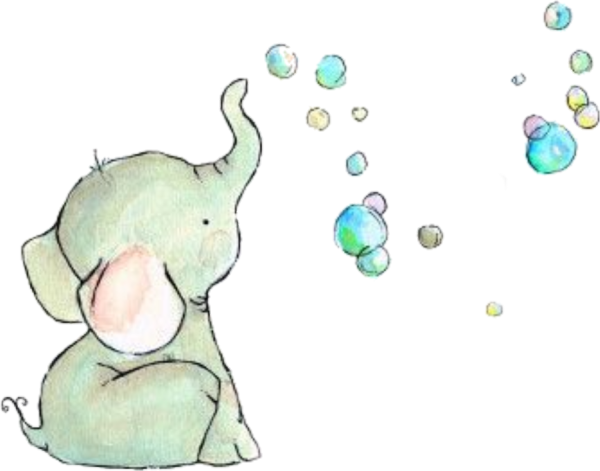 Слоник с шариками акварель