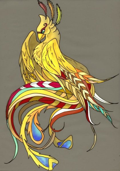 Тату мифический Феникс