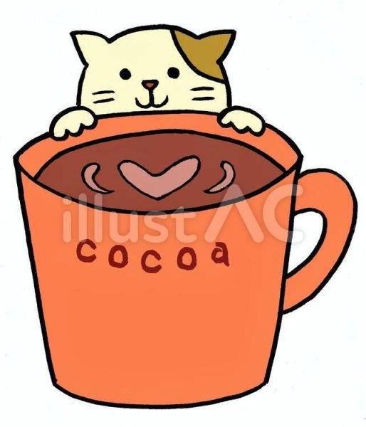 Иллюстрация кот и какао