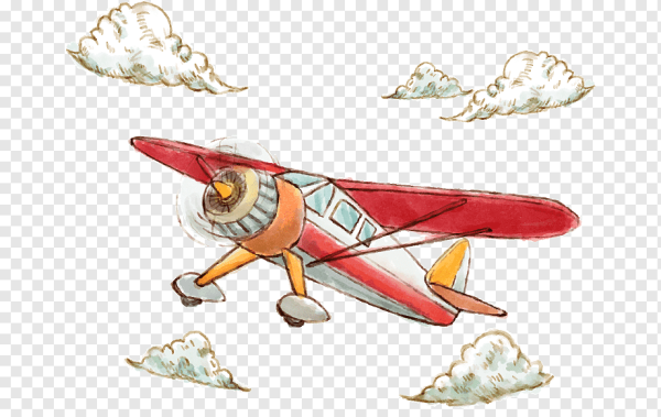 Самолетик акварель