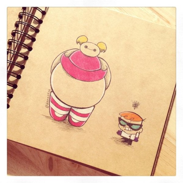 Рисунки в скетчбук зима Беймакс