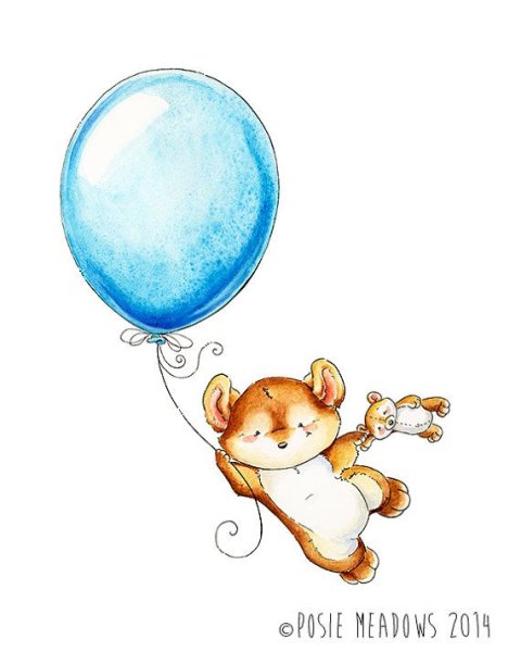 Акварельные животные на воздушных шарах