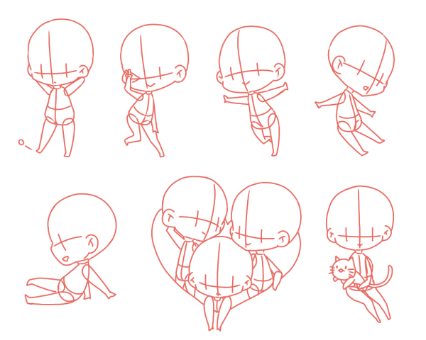 Позы для рисования простые Чиби