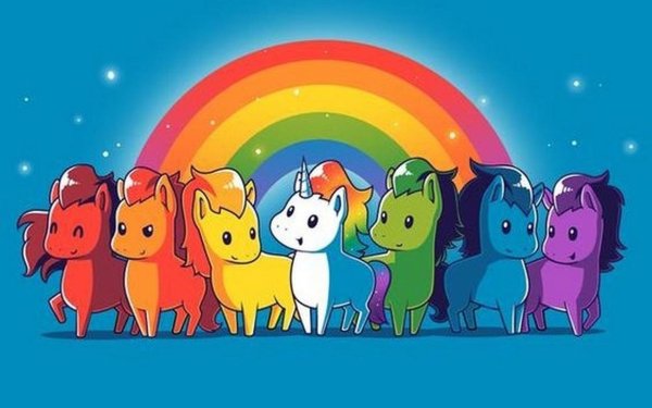 Животные на фоне радуги