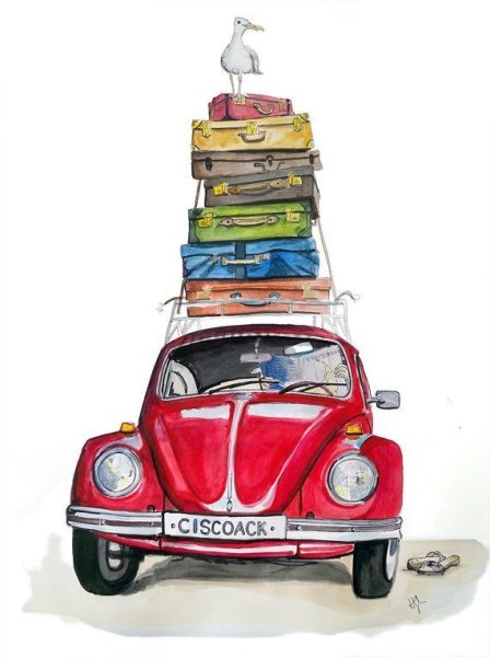 Фольксваген Жук акварель