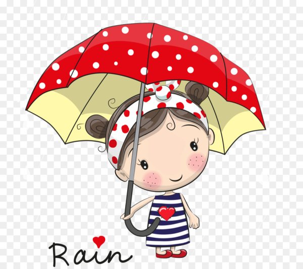 Мультяшная девочка с зонтиком