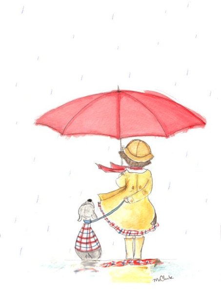 Розовый зонтик мультяшный