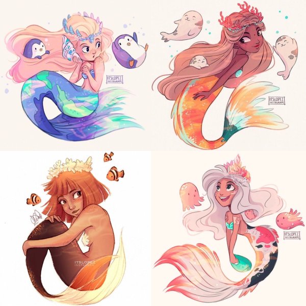 Русалки арт милые