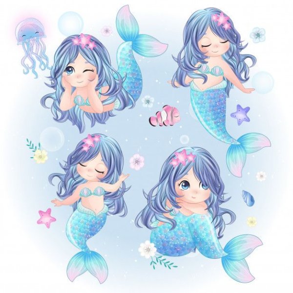 Милая Русалочка акварель