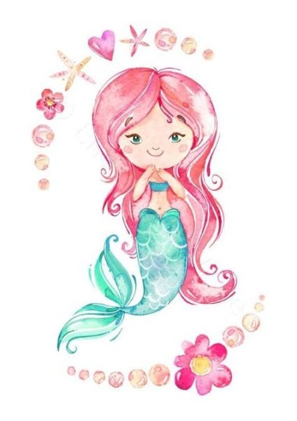 Милые иллюстрации акварелью Русалочка