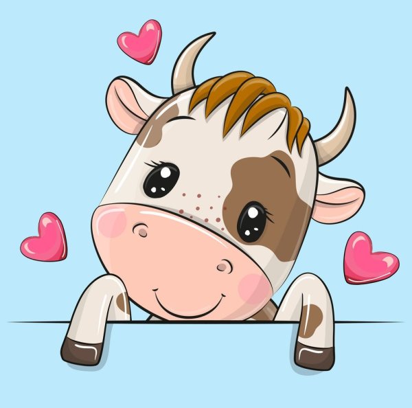 Милая коровка рисунок