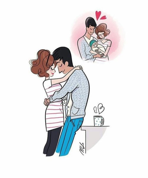 Иллюстрации беременности с мужем