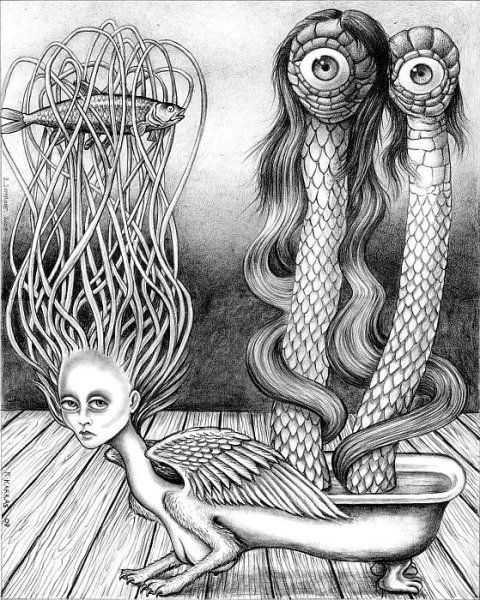 Страшные рисунки акварелью