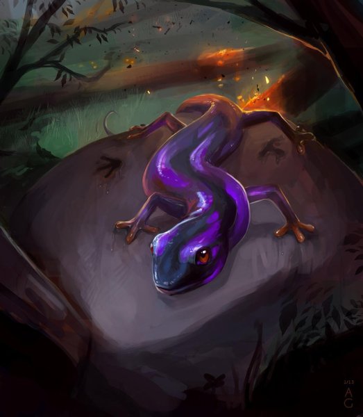 Огненная саламандра фэнтези арт