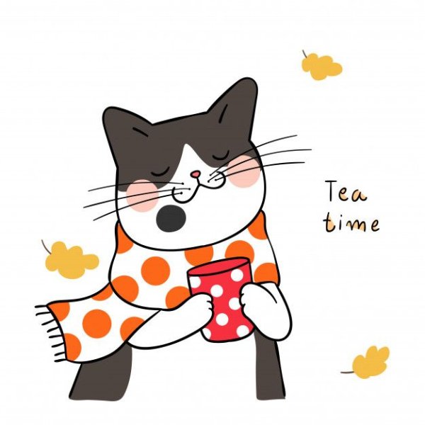 Кот в шарфе мультяшный