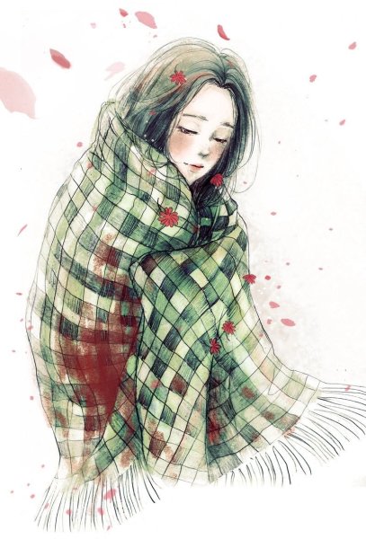Девушка в шарфе арт