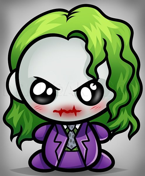 Джокер мультяшный для срисовки