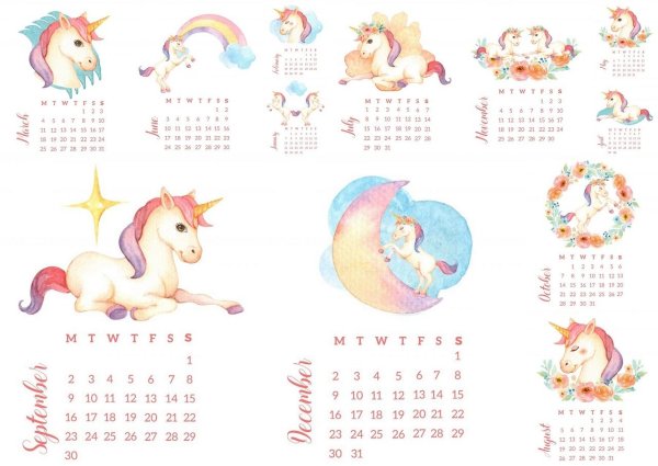 Календарь 2022 с единорогом