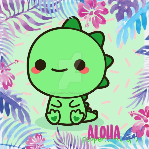 Зеленые рисунки кавай