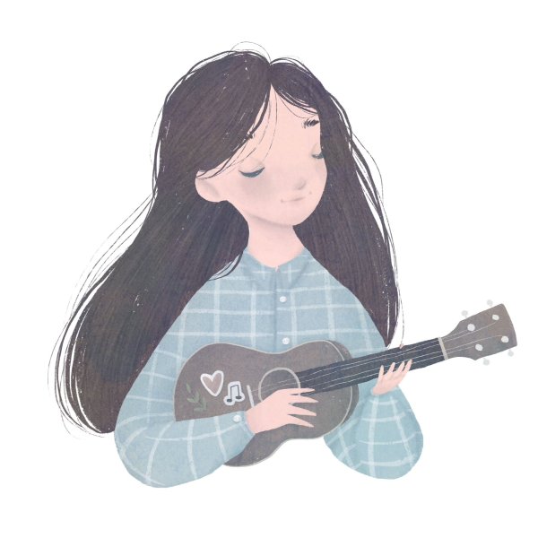 Нарисованная девушка с укулеле
