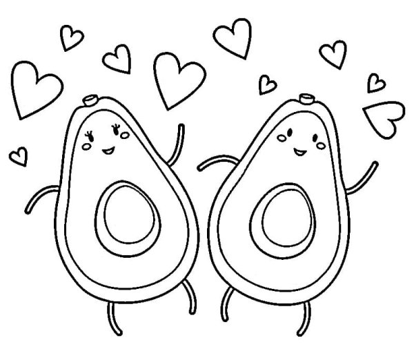 Раскраски милые авокадо