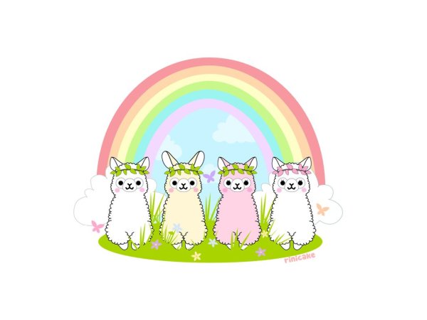 Радужный альпака нарисованная