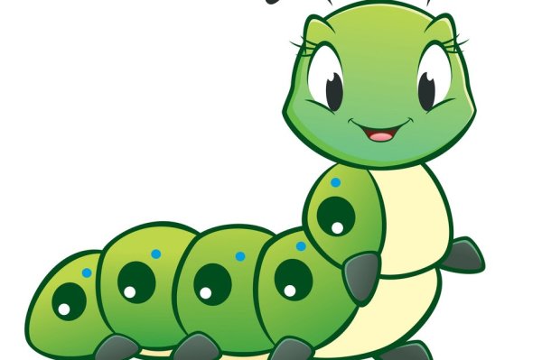 Гусеница мультяшная желто зеленая