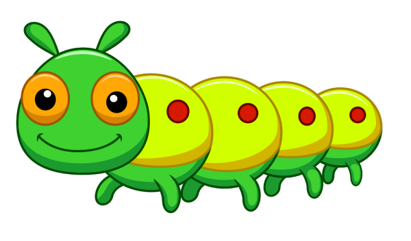 Мультяшная гусеница на прозрачном фоне