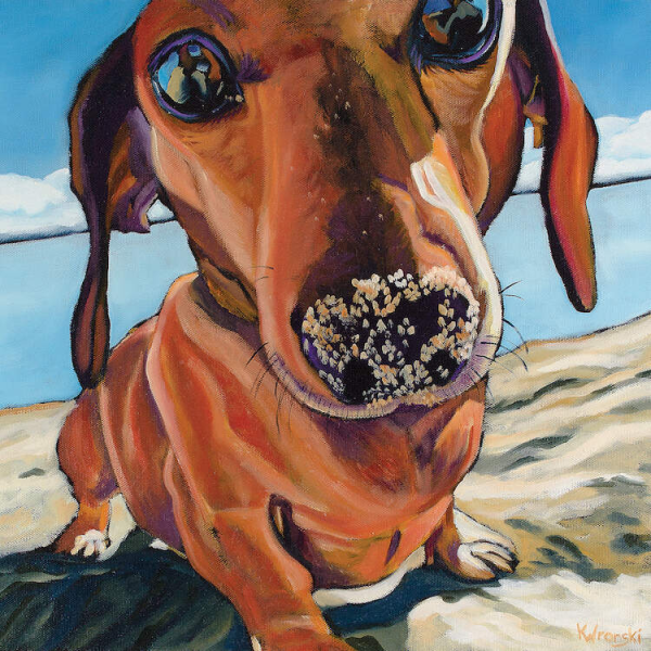Собака акварелью