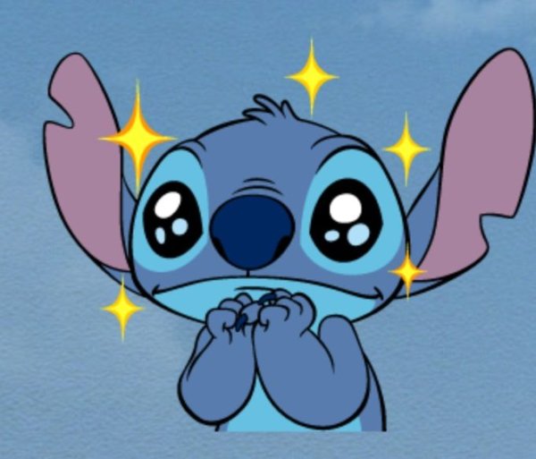 Стич с сердечками над головой