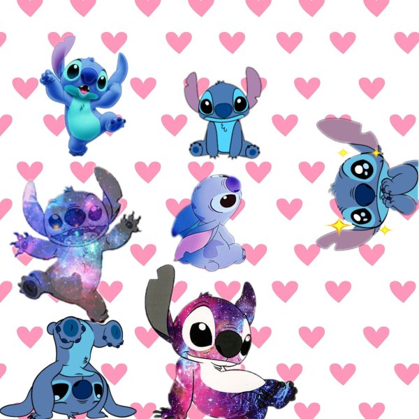 Стич на розовом фоне