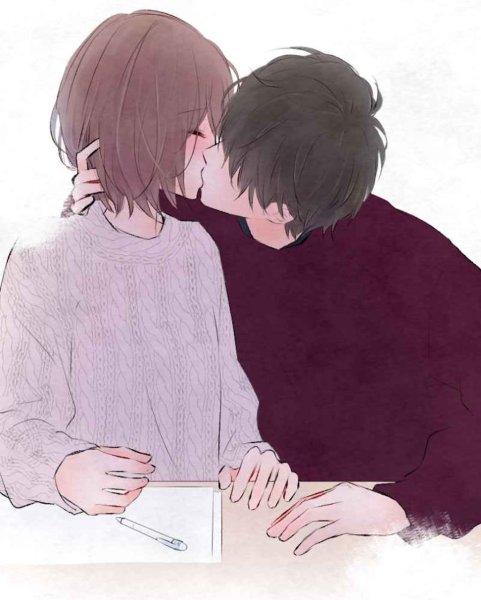 Аниме мальчик и девочка обнимашки