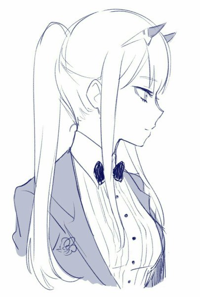 Zero two набросок для рисования