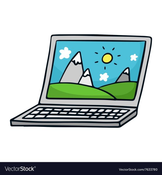 Ноутбук в мультяшном стиле