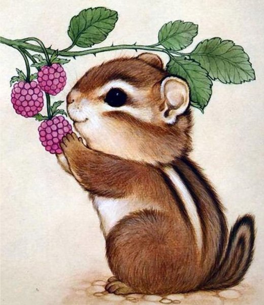 Molly картина по номерам бурундучок с ежевикой