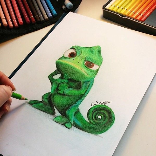 Нарисовать хамелеона милого