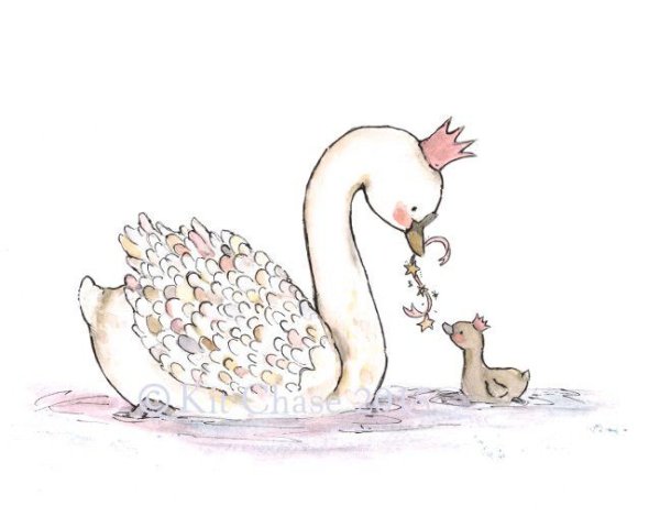 Иллюстрации милые лебеди