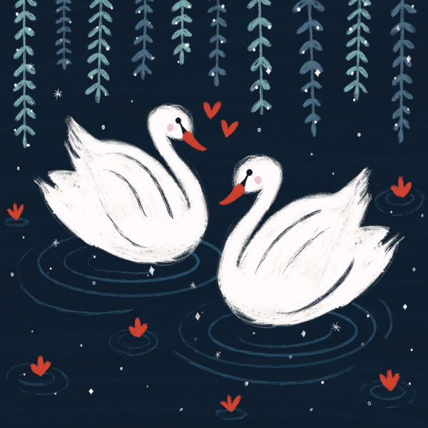 Лебедь рисунок