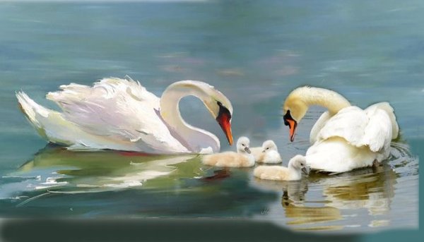 Пла́ваю́щи́е лебеди́ в картинах художников