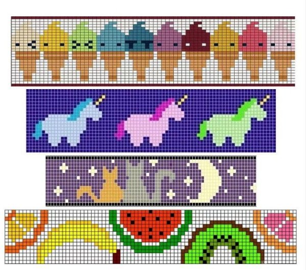 Схемы фенечек прямым плетением