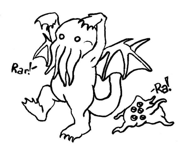 Ктулху рисунок раскраска для детей