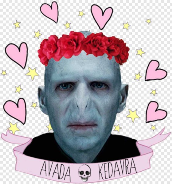 Волан де Морт с сердечками на голове