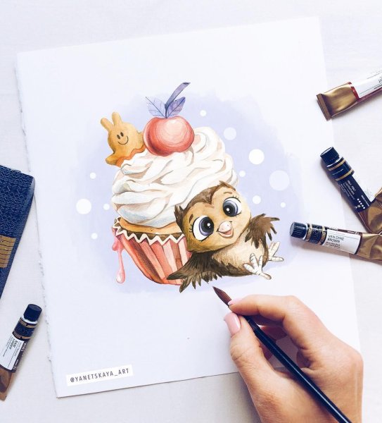 Кот маркерами для скетчинга