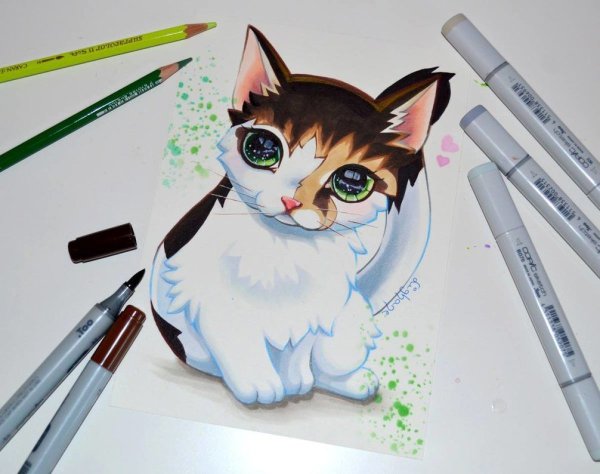 Рисование маркерами животные