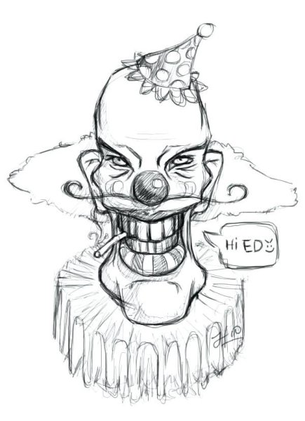 Страшный клоун карандашом