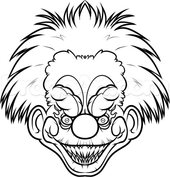 Страшный клоун раскраска