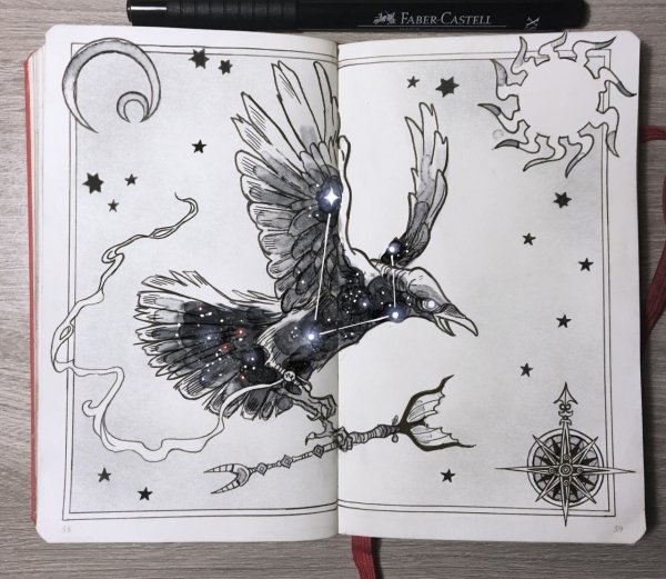 Рисунки чёрной гелевой ручкой