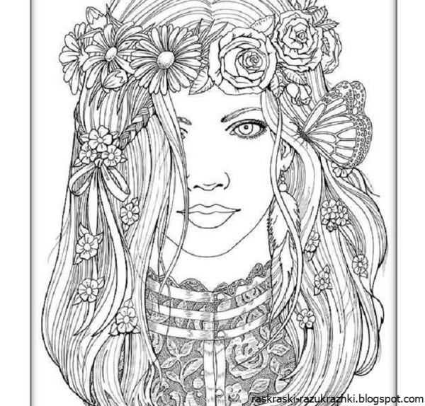 Раскраски сложные и красивые девушки