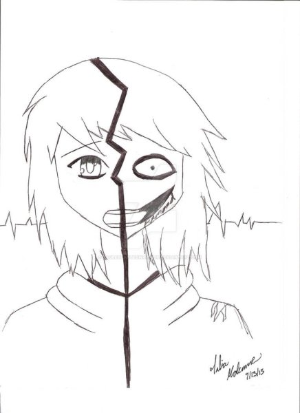 Раскраска крипипаста Джефф убийца